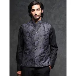 RARE RABBIT Men Colac Slim Fit Floral Printed Nehru Jackets-picture-24