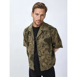 RARE RABBIT Men Comfort Boxy Fit Floral Printed Spread Collar Cotton Casual Shirt-picture-41