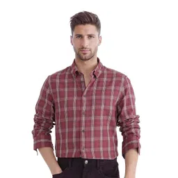 RARE RABBIT Men Comfort Button-Down Collar Checked Cotton Casual Shirt-picture-39