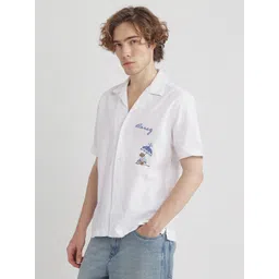 RARE RABBIT Men Comfort Cuban Collar Solid Cotton Relaxed Fit Casual Shirt-picture-13