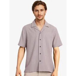 RARE RABBIT Men Comfort Cuban Collar Striped Boxy Casual Shirt-picture-12