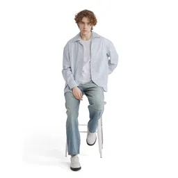 RARE RABBIT Men Comfort Cuban Collar Textured Solid Cotton Boxy Casual Shirt image 3