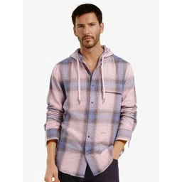 RARE RABBIT Men Comfort Hood Checked Cotton Oversized Casual Shirt-picture-15