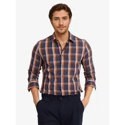 RARE RABBIT Men Comfort Spread Collar Checked Cotton Casual Shirt-picture-18