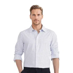 RARE RABBIT Men Comfort Spread Collar Micro Checked Cotton Formal Shirt-picture-27