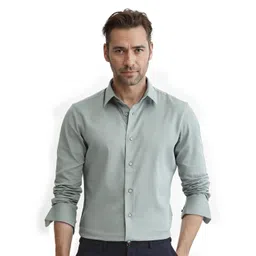 RARE RABBIT Men Comfort Spread Collar Solid Cotton Casual Shirt-picture-31