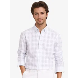 RARE RABBIT Men Comfort Spread Collar Tartan Checked Cotton Casual Shirt-picture-32