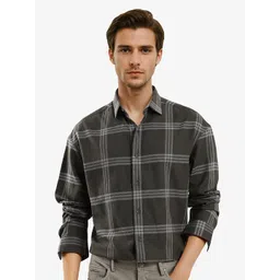 RARE RABBIT Men Comfort Spread Collar Tartan Checked Cotton Casual Shirt-picture-34