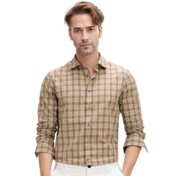 RARE RABBIT Men Comfort Spread Collar Tartan Checked Cotton Casual Shirt-picture-35