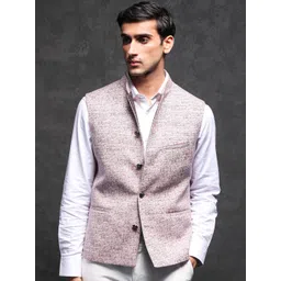 RARE RABBIT Men Delia Slim Fit Ethnic Motifs Woven Design Nehru Jacket-picture-15