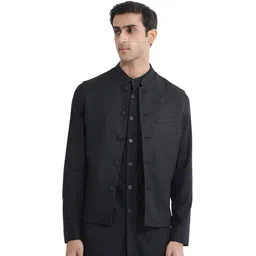 rare rabbit Men Embroidered Bandhgala Formal Blazer-picture-12