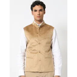 RARE RABBIT Men Emerald Slim Fit Woven Emerald Nehru Jacket-picture-33