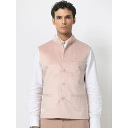 RARE RABBIT Men Emerald Slim Fit Woven Emerald Nehru Jacket-picture-16