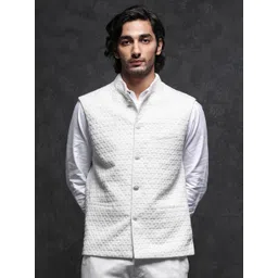 RARE RABBIT Men Mitzi Tailored Fit Textured Nehru Jackets-picture-34