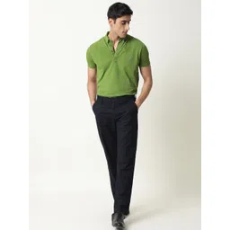 RARE RABBIT Men Navy Blue Regular Fit Solid Trousers-picture-13