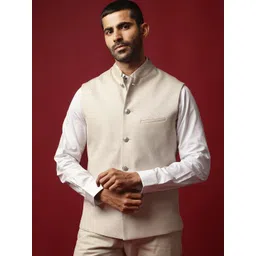 RARE RABBIT Men Oakla Tailored Fit Woven Nehru Jacket-picture-13