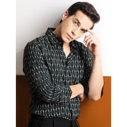 RARE RABBIT Men Oliver Geometric Printed Slim-Fit Cotton Shirt-picture-27