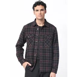 RARE RABBIT Men Roche Checked Spread Collar Cotton Tailored Shacket-picture-31