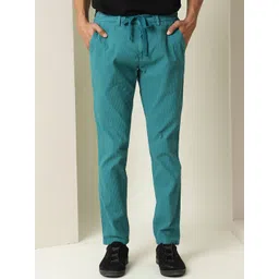 RARE RABBIT Men Slim Fit Textured Cotton Trousers-picture-30