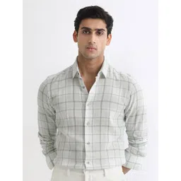 RARE RABBIT Men Tropea Slim Fit Opaque Checked Cotton Shirt-picture-30