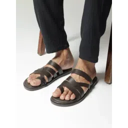 Rare Rabbit Men's SOHO Brown Toe Ring Sandals-image-4