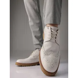 Rare Rabbit Men's White Derby Shoes-image-35