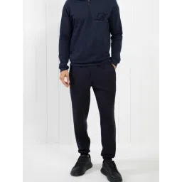 Rare Rabbit Navy Regular Fit Solid Trackpants-picture-24