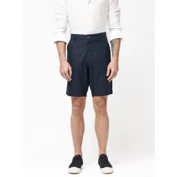 Rare Rabbit Navy Relaxed Fit Solid Shorts-picture-43