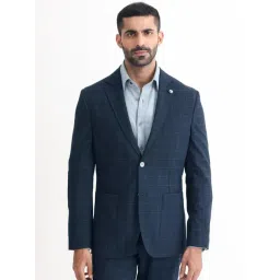 Rare Rabbit Navy Tailored Fit Checks Formal Suit-picture-17