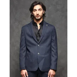 Rare Rabbit Navy Tailored Fit Solid Formal Suit-picture-32