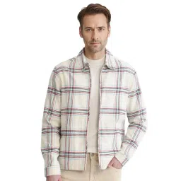 Rare Rabbit Off White Regular Fit Checks Shaket-image-29