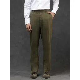 Rare Rabbit Olive Regular Fit Solid Trousers-picture-29