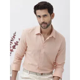 Rare Rabbit Peach Regular Fit Checks Shirt-image-30