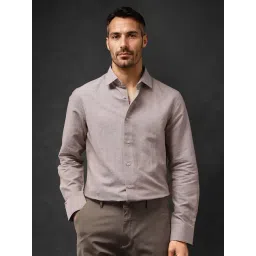 Rare Rabbit Peach Regular Fit Solid Shirt-image-49