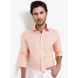 Rare Rabbit Peach Regular Fit Solid Shirt-picture-23