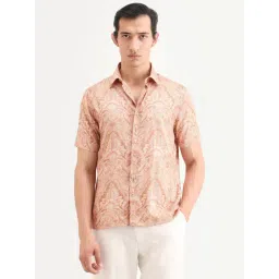 Rare Rabbit Pear Orange Blended Regular Fit Printed Shirt-picture-41