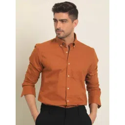 Rare Rabbit Rust Regular Fit Solid Shirt-picture-16