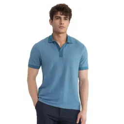 Rare Rabbit Teal Regular Fit Jacquard Polo T-Shirt-picture-47