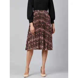 Rare Black & Pink Printed A-Line Midi Skirt-picture-46
