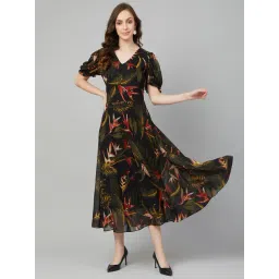 Rare Black Floral Print Maxi Dress-picture-31