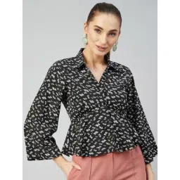 Rare Black Floral Print Top-picture-53