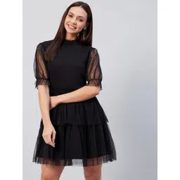 RARE Black Net Tulle A-Line Dress-picture-11