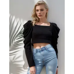 Rare Black Slim Fit Crop Top-picture-20