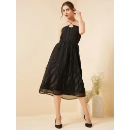 Rare Black Striped A-Line Dress-picture-31