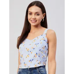 Rare Blue Floral Print Top-picture-30