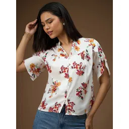 RARE Floral Printed V-Neck Flutter Sleeve Top-picture-21
