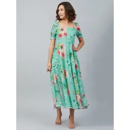 Rare Green Floral Print Maxi Dress-picture-40