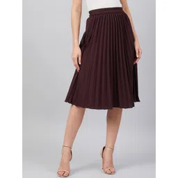 RARE Maroon A-Line Midi Skirt-picture-18