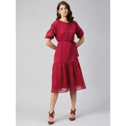 Rare Maroon Self Design Midi Dress-picture-12