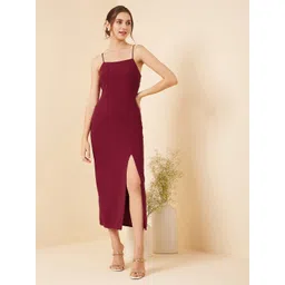 RARE Maroon Shoulder Strap Bodycon Dress-picture-31